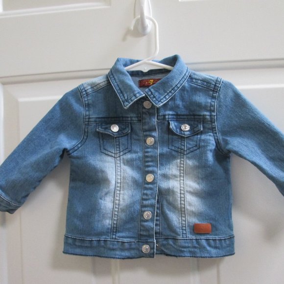 7 FOR ALL MAKIND baby girl  jean jacket Sz 12 mos - Picture 1 of 11